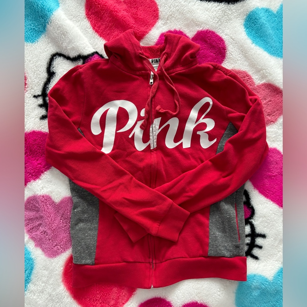 PINK Victoria's Secret Red Zip Up Hoodie